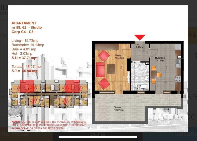 Garsoniera decomandata, 40 mp, terasa 18 mp - 10