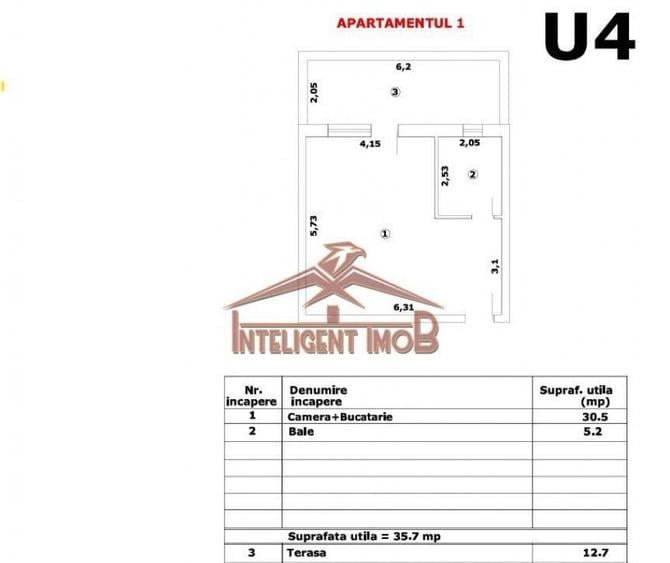 Studio modern de vanzare, 36mp utili + terasa spa?ioas... - 6