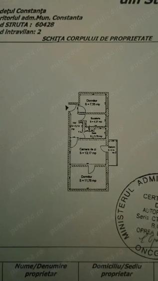 Apartament cu 3 camere semidecomandat în Central