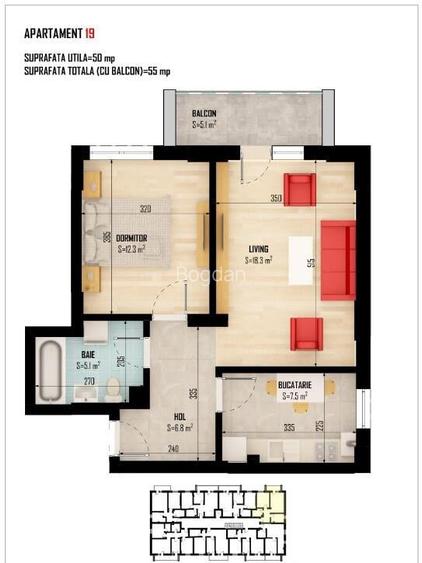 Apartament 2 camere - pret de lansare proiect