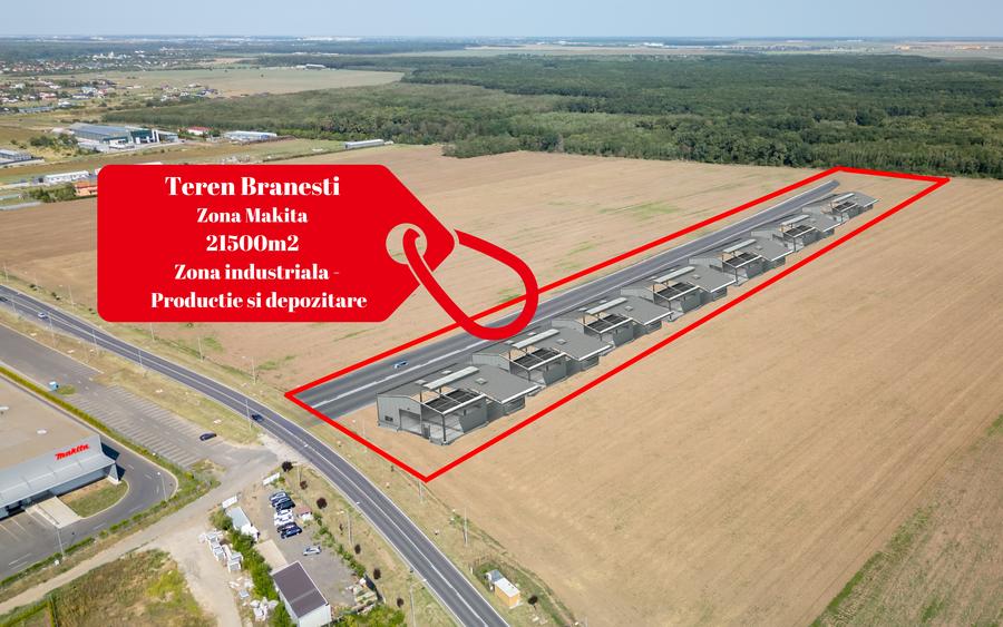 Teren Vanzare Intravilan Branesti - Investitie Zona Industriala Vis a Vis Makita - 1