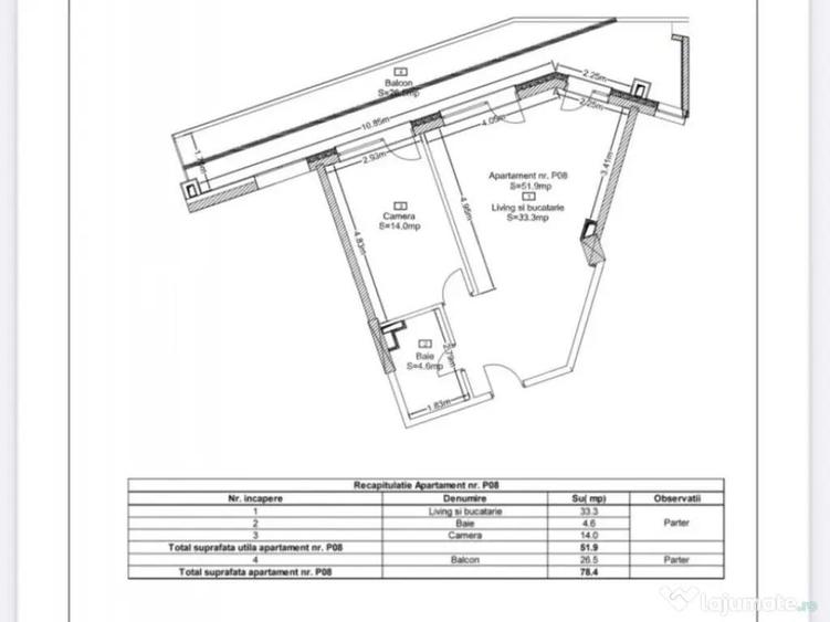 Apartament de vanzare, cu 2 camere, 51,9,mp, zona Ansamblu R - 1