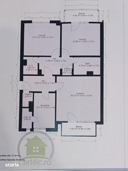 3 cam decomandat spatios 82 mp St O Iosif 5 minunte de Complex 2 bai - 6