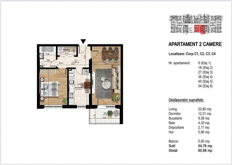 Apartament 2 camere Popesti Leordeni Splaiul Unirii- Rate la Dezvoltator - 4