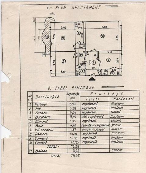 APARTAMENT 3 CAMERE-13 SEPTEMBRIE-ION NEDELEANU-CENTRALA PROPRIE-BLOC 1989 - 16