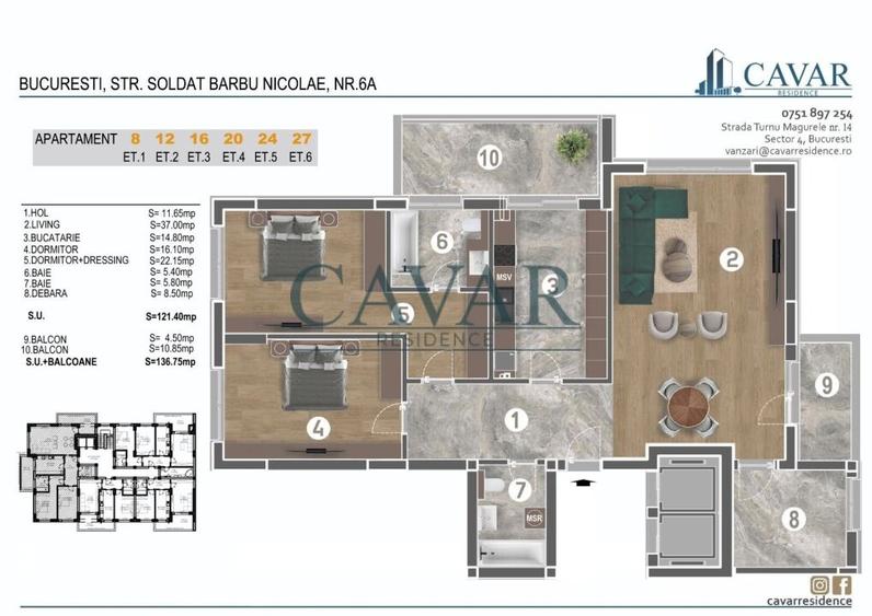 3 Camere 137 mp Proiect Finalizat Metrou si Parc - 1