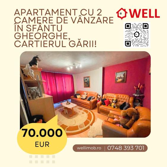 Apartament cu 2 camere de vânzare în Sfântu Gheorghe, cartierul Gării! - 1