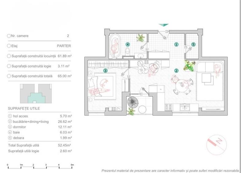 Apartament cu 2 camere, 52.45 mp utili, situat in zona strazii Oasului! - 2