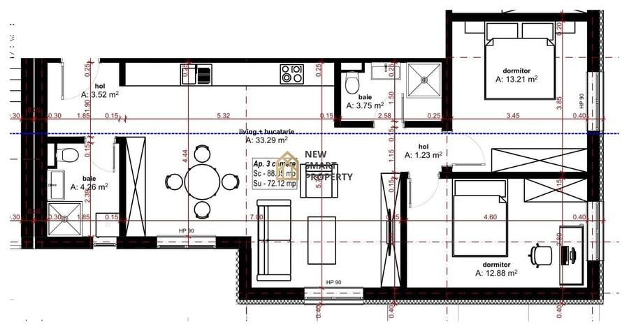 Apartament cu 2 camere în Oncea