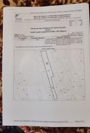 Teren intravilan, construibil, comuna Magura, jud. Bacau, in suprafata totala de - 1