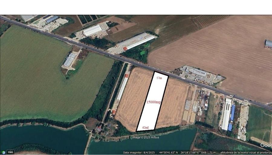 Teren Afumati, stradal DN2/15.000mp/ fs 57ml/ intravilan industrial - 2