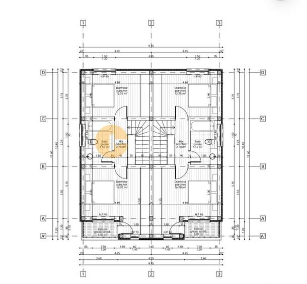 Duplex cu 3 camere cu Canalizare în Miroslava