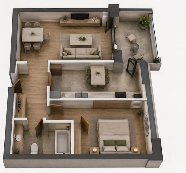Apartament cu 2 camere decomandat în 1 Decembrie 1918