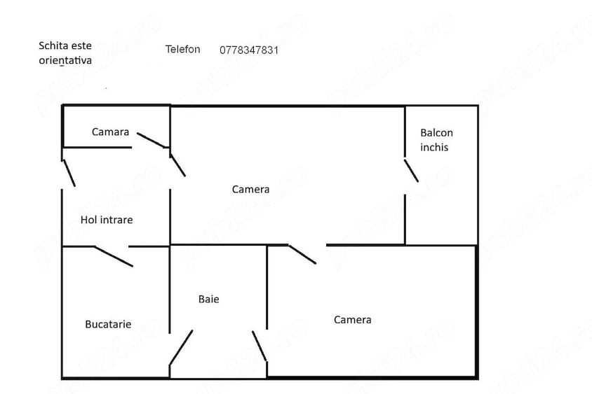 Apartament cu 2 camere decomandat în Central