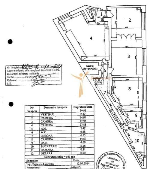 Apartament cu 4 camere semidecomandat în Universitate