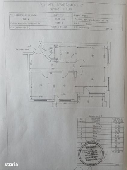 Apartament cu 3 camere în Cristian