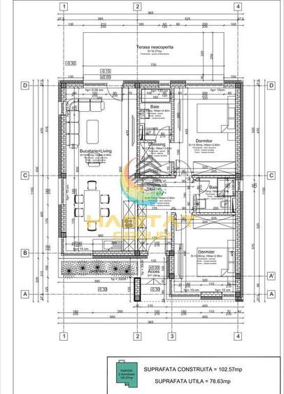 Casa individuala- pe parter-3 camere- 353mp teren-