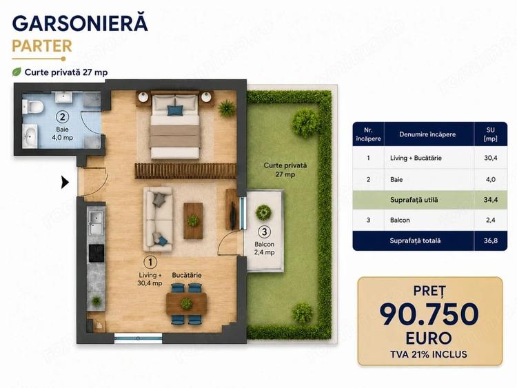 Garsonieră semidecomandată în Central
