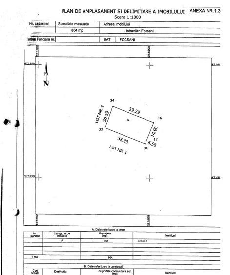 Teren Construcții intravilan de 804 mp, în Nord