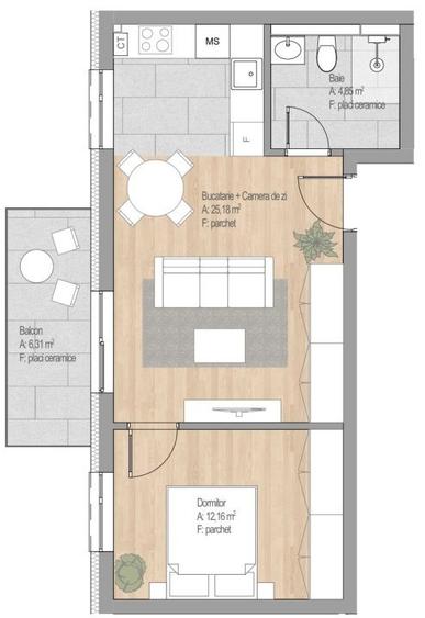 Apartament cu 2 camere în Florești — fotografia 3