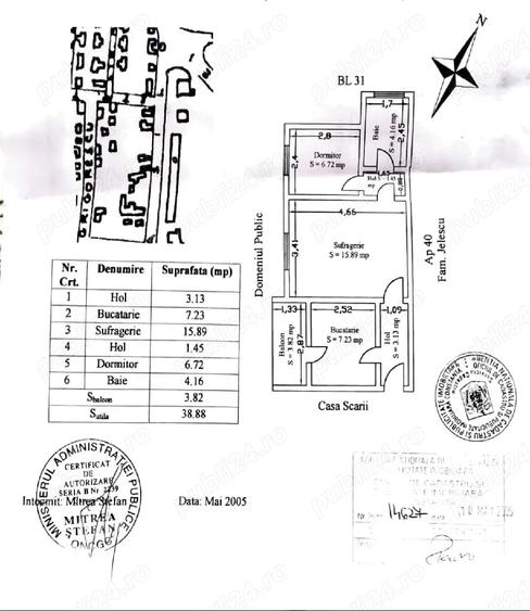 Apartament cu 2 camere decomandat în Central
