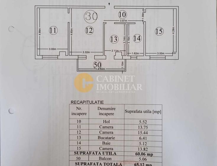 Apartament cu 3 camere decomandat, mobilat în Cug