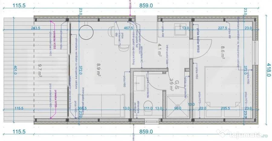 Casă cu 2 camere cu Teren 30 Mp în Central