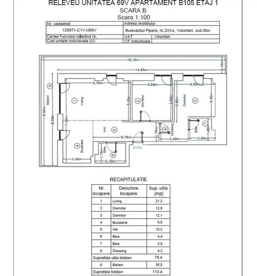 Apartament cu 3 camere semidecomandat, mobilat în Voluntari