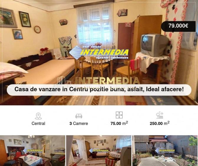 Casă individuală cu 3 camere cu Canalizare în Central