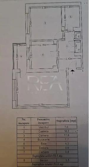 2 camere Aviației decomandat, et. 1, an 1984, metrou, 53 mp - 8
