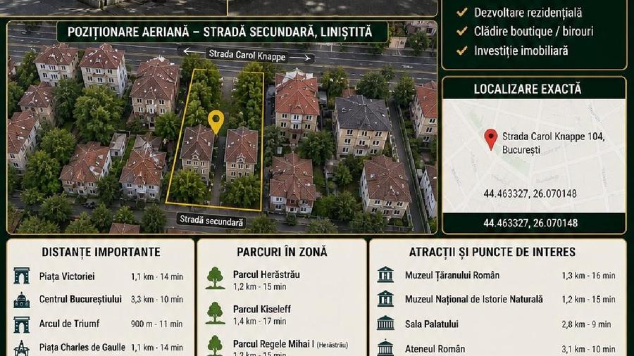 Casă individuală cu 15 camere cu Teren 540 Mp în Central