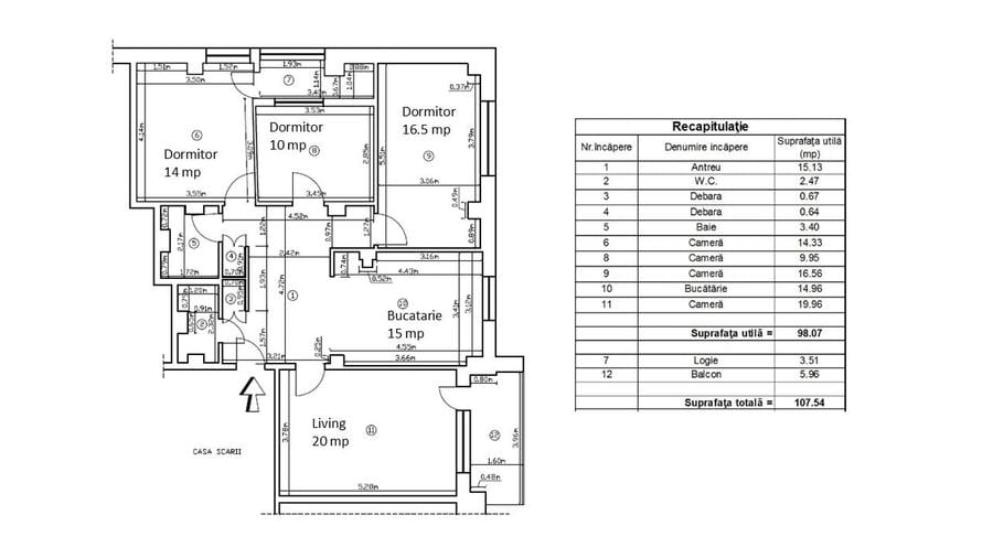 Apartament cu 4 camere în Plopilor
