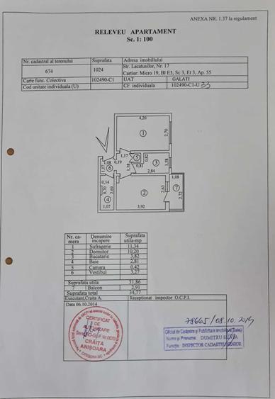 Apartament cu 2 camere decomandat în Micro 19