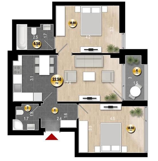 Apartament cu 3 camere decomandat în Rahova