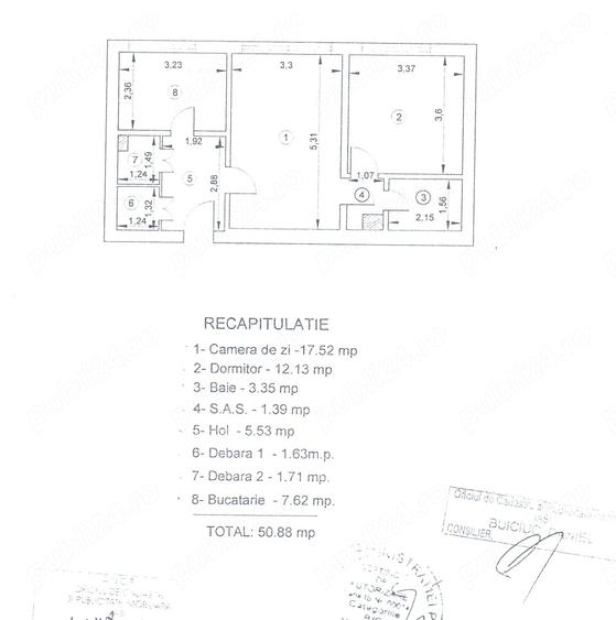 Apartament cu 2 camere semidecomandat în Copou