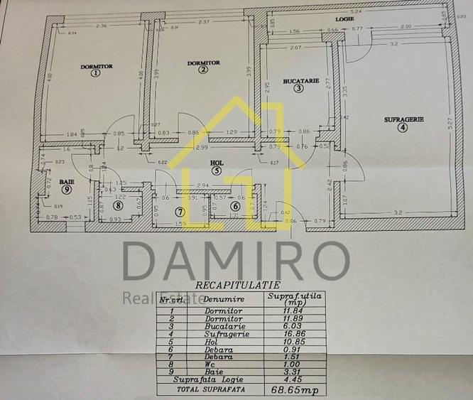 Apartament cu 3 camere decomandat, mobilat în Titan