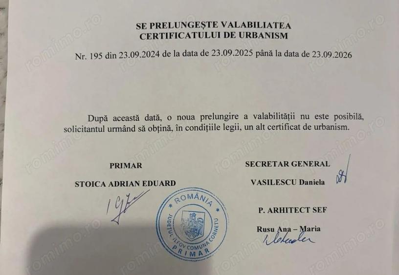 Teren de 2125 mp, în Cornetu