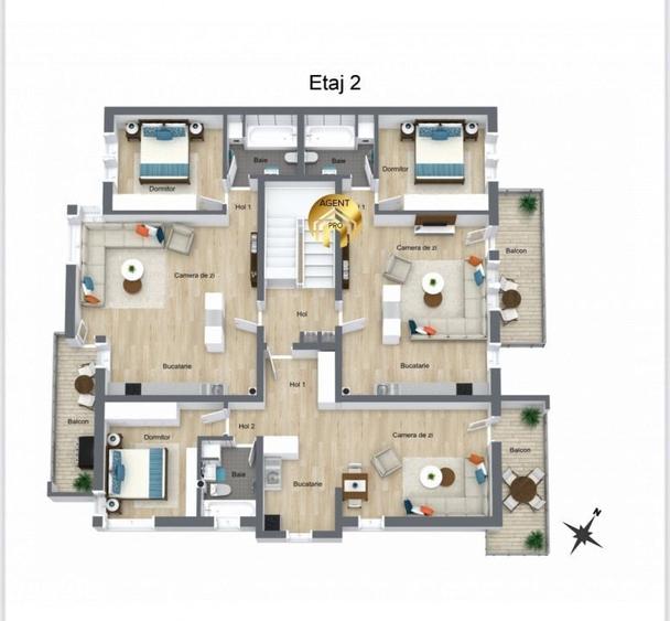 Apartament cu 2 camere în Odăi