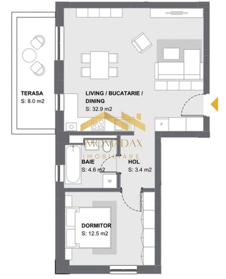 Apartament cu 2 camere decomandat în Aradului