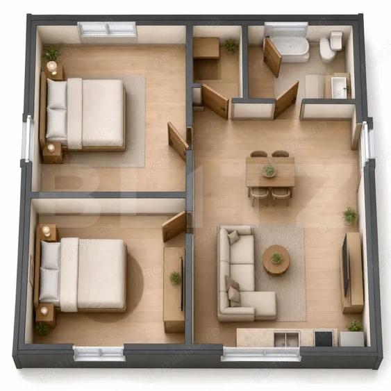 Apartament cu 3 camere semidecomandat în Central