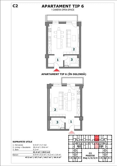 Apartament cu 2 camere decomandat în Bucium