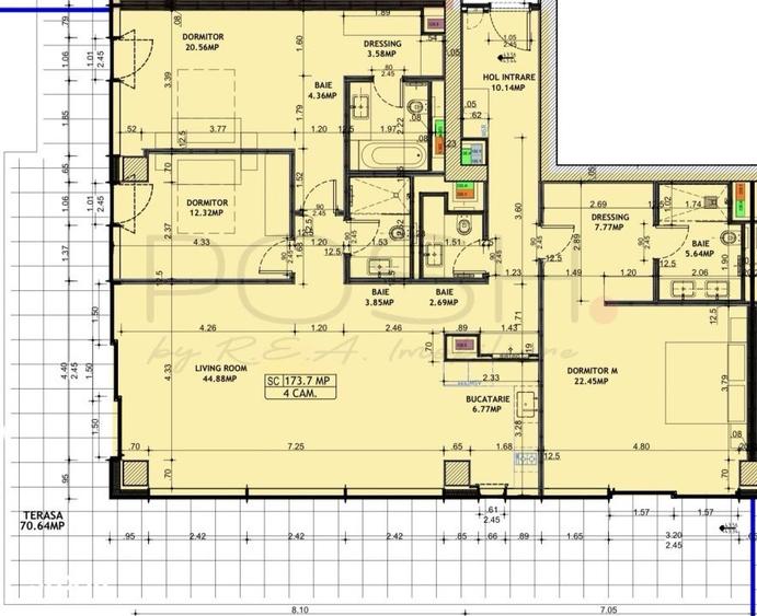 Apartament cu 4 camere, mobilat în Tei