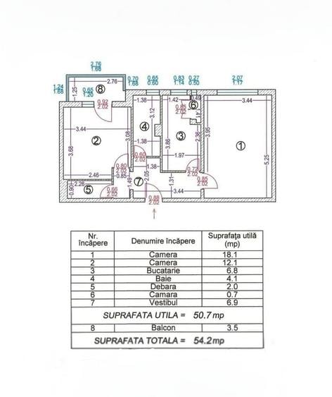 Apartament cu 2 camere decomandat în Central