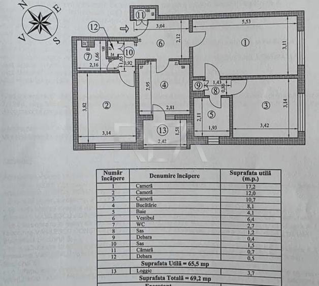 Apartament cu 3 camere semidecomandat în Crângași