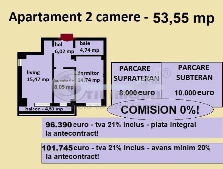 Apartament cu 2 camere decomandat în Galata