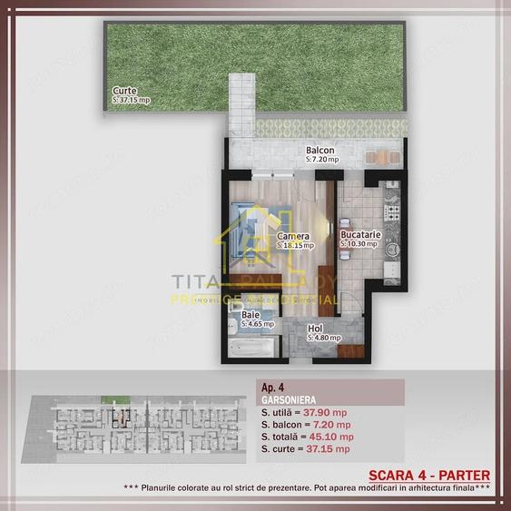 Garsoniera Terasa mare Titan-Pallady Metrou Decom 45,1 mp CT - 2