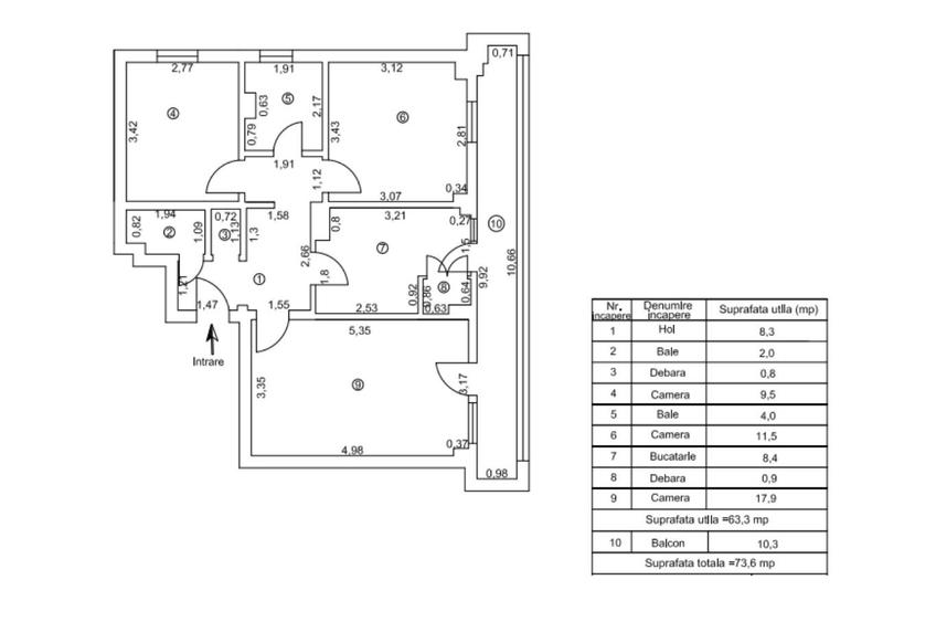 Apartament 3 camere, Str. Brăilei, Etaj 5/10, suprafata 74 mp. - 4