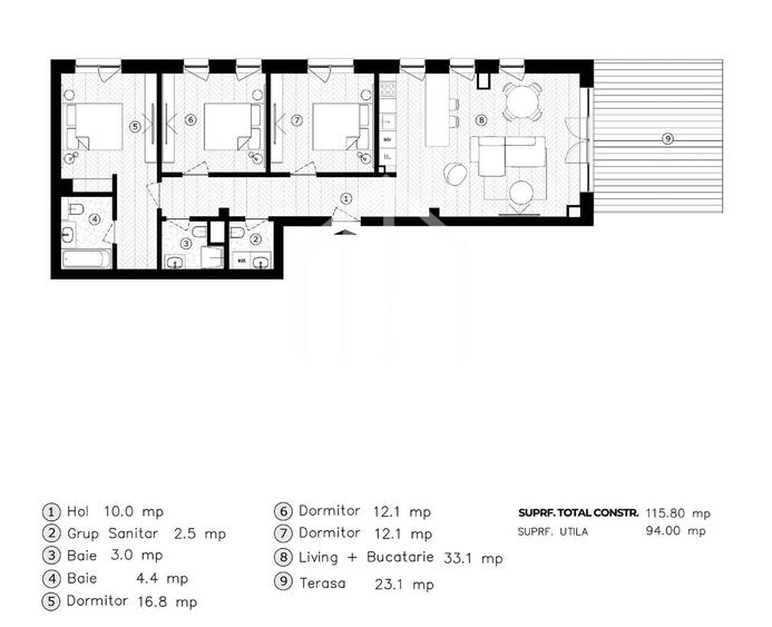 Ap. cu 4 camere, decomandat, 94 mp utili| zona Lacul lui Binder - 3