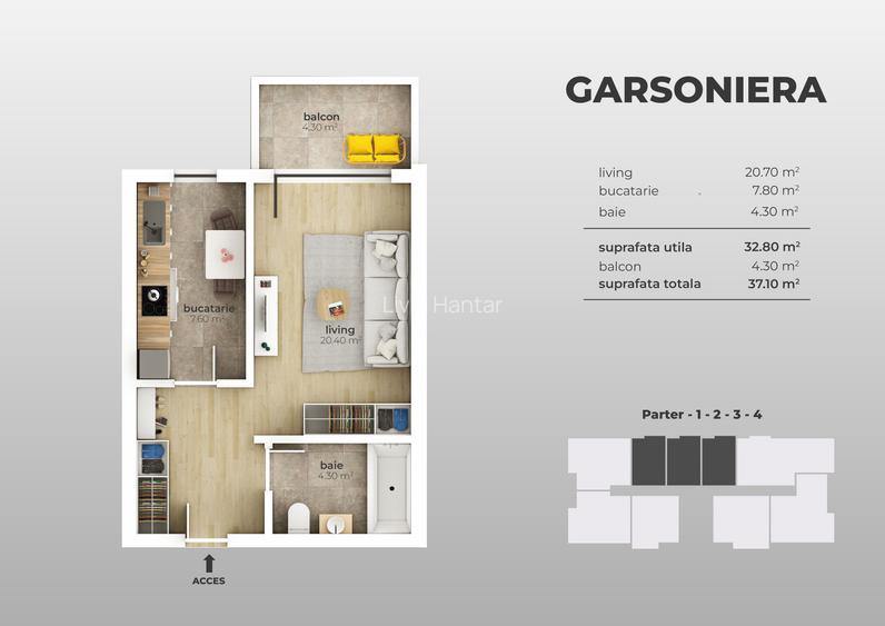 Berceni-Metrou Aparatorii Patriei-Garsoniera decomandata(tva 21%inclus)