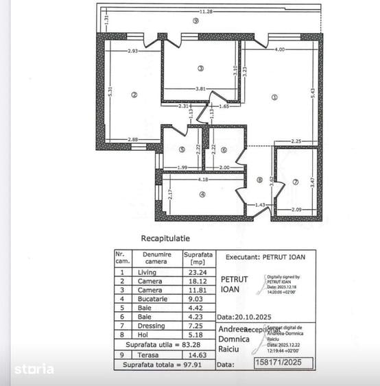 Apartament 3 camere 2 bai nou Herastarau suprafa?a 99 mp terasa mare - 3